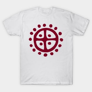 Sun Wheel in Dark Red | Prehistoric Norse Art T-Shirt